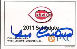 Leo Cardenas Autographed 2011 Cincinnati Reds Schedule