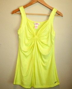 Womens Candies Neon Yellow Ruched Front Sleeveless Tank Top Size 