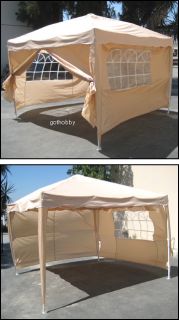 10 x 10 Canopy Gazebo EZ Pop Up Folding Tent Beige Tan