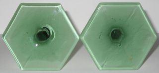   Vintage Jadeite Frosted Glass Candlesticks Depression Green