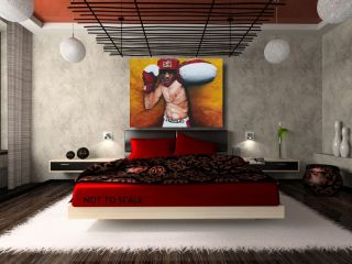 Boxing Painting Original Sports Art Man Cave Masculine Boxer Fighter 