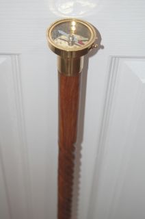 Brass COMPASS CANE with TWIST SHAFT 35 Walking Stick New 