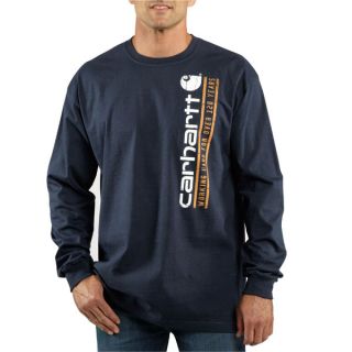 Carhartt Long Sleeve Vertical Logo Graphic T Shirt Navy 100009 412 