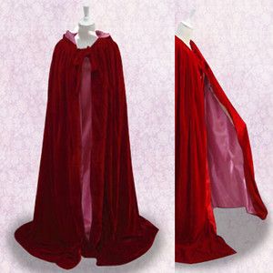 Renaissanc​e MEDIEVAL Red Cape Hooded Cloak Shawl SMLXL