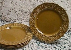 Set 4 Cannonsburg Pottery Regency Caramel Dinner Plates