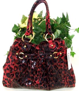 Carlos Santana Black Red Leopard Satchal Handbag New