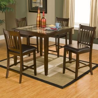 Capitola Faux Marble 5 Piece Pub Set with 1 Table and 4 Chairs 554 