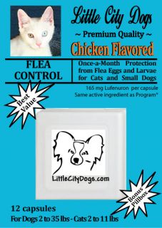 12 Littlecitydogs Monthly Lufenuron Flea Control Capsules for Cats 