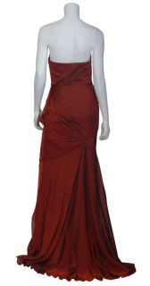 Carmen Marc Valvo Couture Heavenly Persimmon Silk Draped Gown Eve 