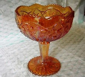 Imperial Large Carnival Glass Compote with IG Mark