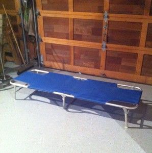 Vintage Blue Folding Cot Camping Hunting Fishing Outdoor Gear