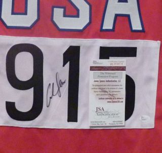 Carl Lewis Autographed Signed Red Olympic USA Jersey w JSA