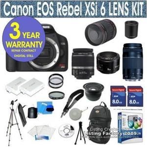 Canon EOS Rebel XSi Digital SLR Camera 6 Piece Kit 0013803096071 