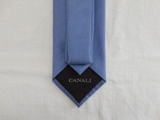 New CANALI Blue Silk Geometric Neck Tie Classic Italy