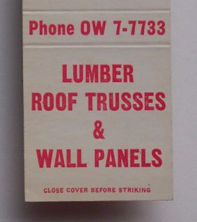 1950s Matchbook A E Dew Sons Lumber Roof Canastota NY