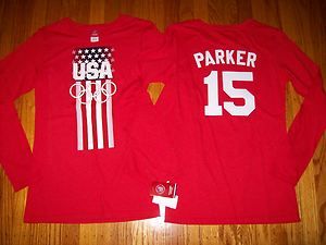 TEAM USA CANDACE PARKER WOMENS OLYMPIC LONG SLEEVE JERSEY SHIRT LARGE 