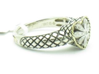 Andrea Candela 18k & Sterling Silver Heart Antique Flower Diamond Ring 