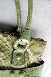 Carlos Falchi Olive Python Snakeskin Tote Bag New $1900
