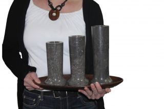 Tower Rise Marble Set of 3 Stick Candle Holder Column Pillar Stone 