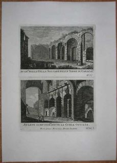 1795 Print Rome Baths of Caracalla Curia Hostilia 57