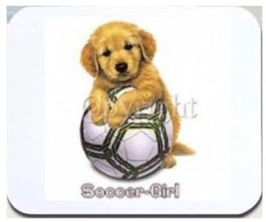 New Mouse Pad Soccer Girl Sports Puppy Dog Ball