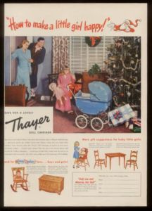 1949 Thayer Baby Doll Carriage Kids Furniture Xmas Ad