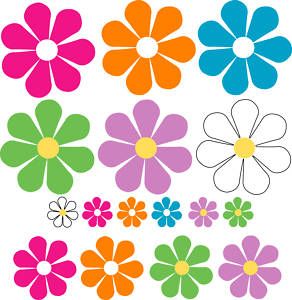 Stickers Decals Daisy Style Flower 60s Bug Retro Car Set of 16