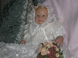 Reborn OOAK baby doll Carrie Ann, Christening Gown,(Nolan by Rebecca 