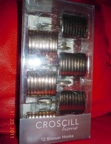 Croscill Carrington 12 Shower Hooks Bronze New in Pkg