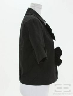Carolina Herrera Black Cotton Short Sleeve Bow Front Jacket Size 4 