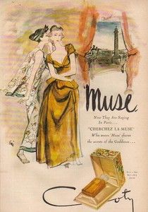 1946 Coty Muse Perfume Paris Carl Erickson Eric Art Ad