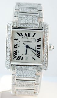 Cartier Tank Francaise Custom 11ct Diamond Mens Watch