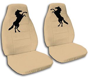   Front Car Seat Covers Tan w Blk Horse Others Color Back Avbl