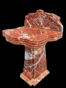 Beautiful Hand Carved Red Marble Pedestal Sink SNK63