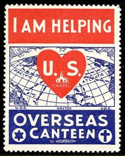 Poster Stamp USA Patriotic United Overseas Canteens