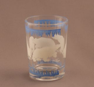 Vintage Hazel Atlas Glass Polar Bear Juice Tumbler Blue White Design C 