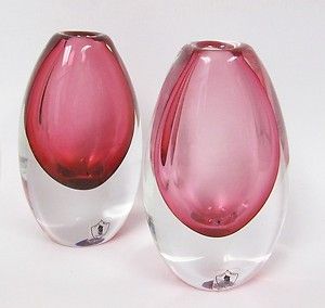 Carlos Pebaque SGS Sweden Art Glass Vases Berry Signed