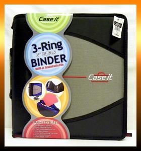 CASE IT Large 3 Ring Zippered BINDER w Handle & Strap COUPON Organizer 