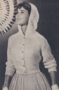 Vintage Knitting Pattern Hooded Sweater Jacket Cardigan