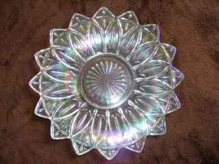 Vintage 50 Carnival Glass Clear Opalescent Petal Plate