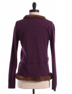 Valentino Wool Cashmere Blend Sweater with Mink Trim Top Purple Shirt 