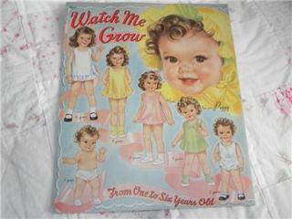 1944 Vintage Merrill Paper Doll Book Watch Me Grown Uncut