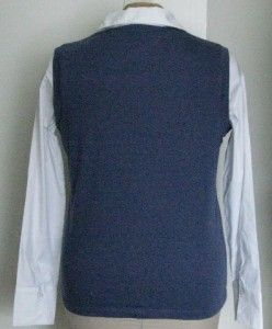 Denim & Co. Knit Vest w/ Woven Sleeves & Inset lt Indigo Large