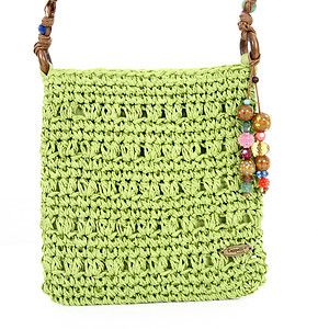 Cappelli Toyo Straw Crossbody Shoulder Bag in Lime Green