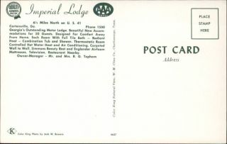 Cartersville GA Imperial Lodge Motel Postcard