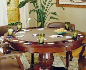 Game Table Caster Chairs Dining Set Cherry Furniture