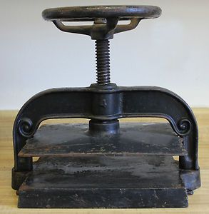 Antique Cast Iron Book Binding Block Printing Press