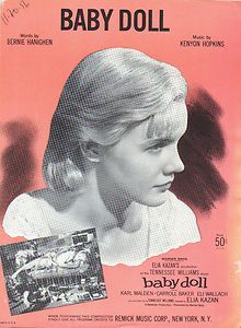 Baby Doll 1956 Karl Malden Carroll Baker Movie Sheet Music