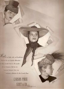 Carson Pirie Scott Company Hat Advertisement 1942