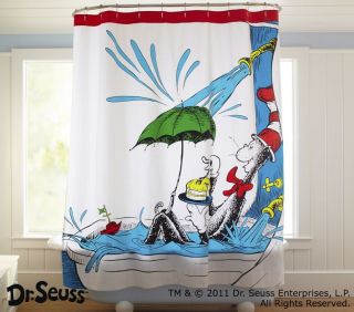 Pottery Barn Kids Dr Seuss Cat in The Hat Shower Curtain New Bath Gift 